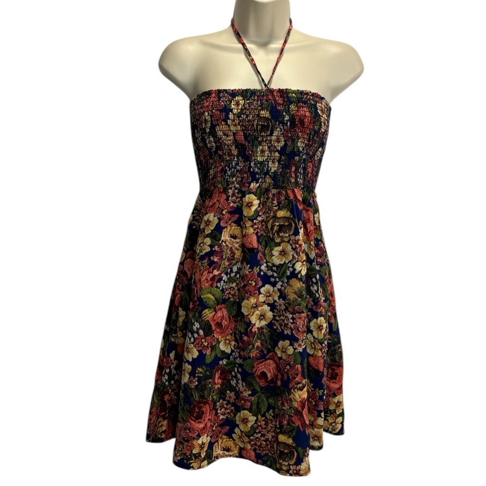 Forever 21 Women's Floral Sleeveless Smocked Tube Flowy Mini Dress Size S